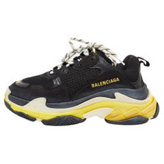 Balenciaga Black Leather and Mesh Triple S Sneakers Size 38