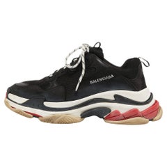 Balenciaga Black Leather and Mesh Triple S Sneakers Size 45