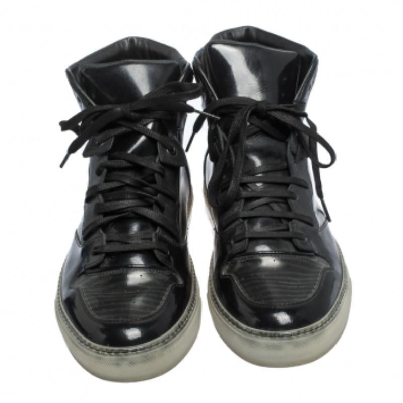 Balenciaga - Sneakers alte in pelle nera e PVC Patchwork Taglia 41 in vendita 2