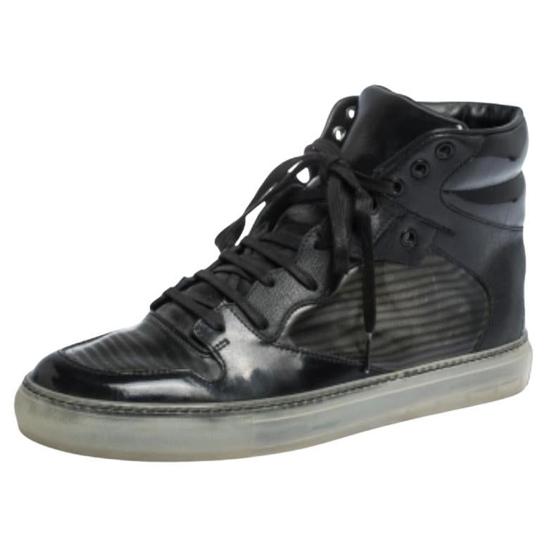 Balenciaga - Sneakers alte in pelle nera e PVC Patchwork Taglia 41 in vendita
