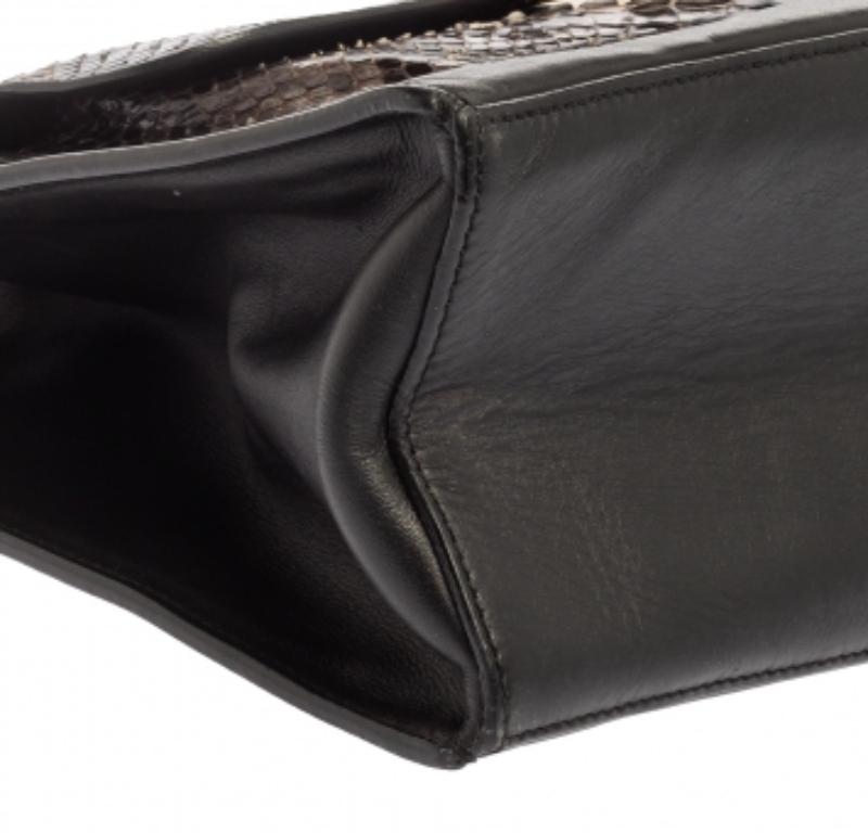 Balenciaga Black Leather and Python Padlock All Afternoon Tote For Sale 2