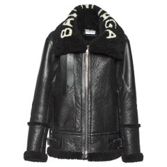Balenciaga Black Leather and Shearling Oversized Jacket L