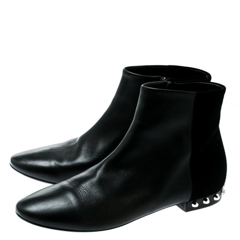 Balenciaga Black Leather And Suede Studded Ankle Boots Size 39.5 For Sale 1stDibs | balenciaga studded boots