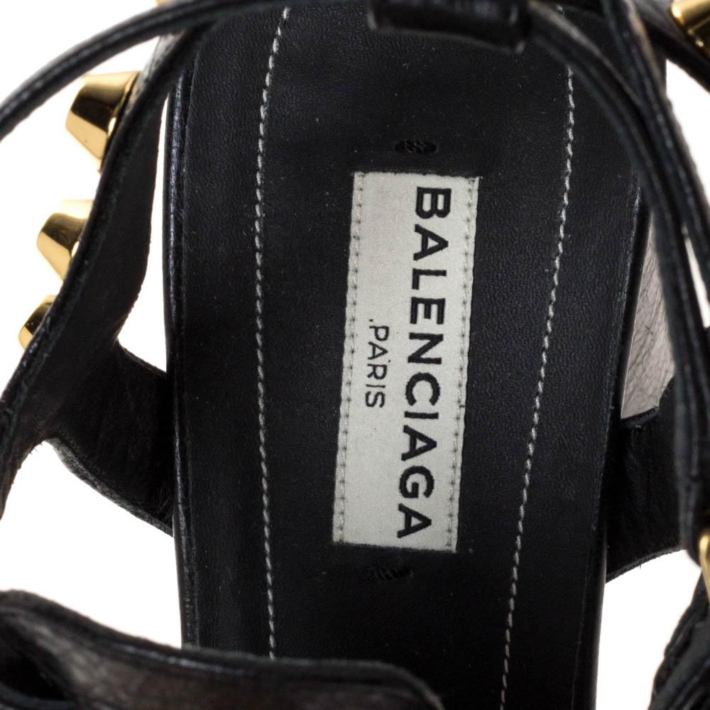 Balenciaga Black Leather Arena Giant Sandals Size 39.5 1