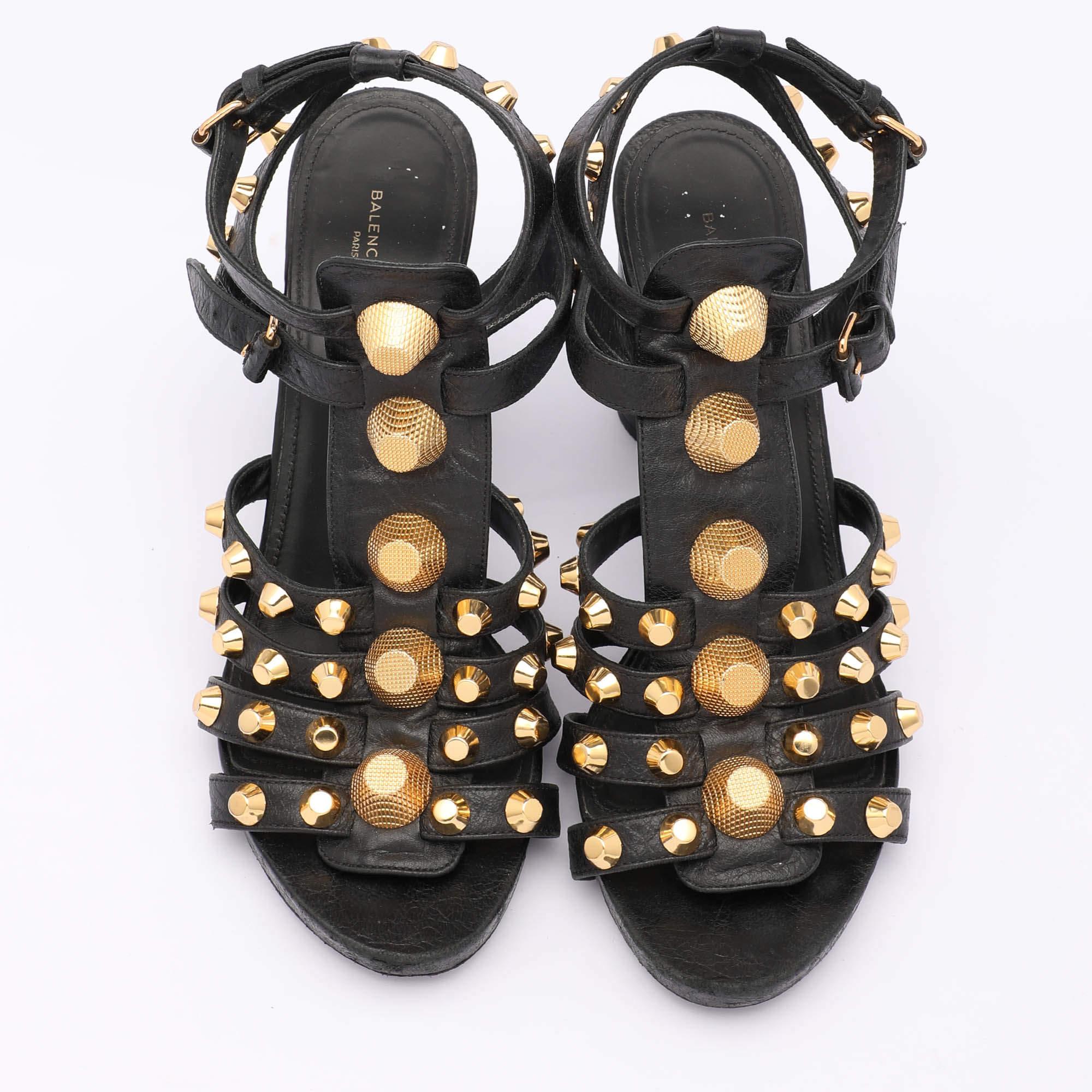 Nero Balenciaga Sandali Arena in pelle nera Taglia 39,5