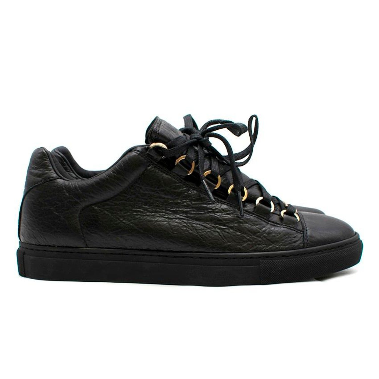 Balenciaga Black Leather Arena Low Sneakers 38 at 1stDibs