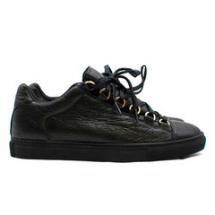 Balenciaga Black Leather Arena Low Sneakers 38