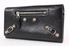 Balenciaga Black Leather Arena Wallet Long Flap 10BAL1221