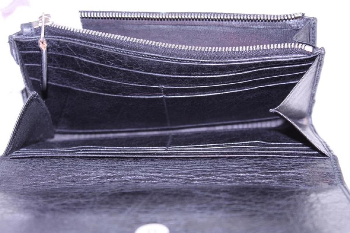 Women's Balenciaga Black Leather Arena Wallet Long Flap 10BAL1221