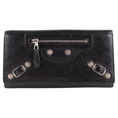 Vintage Balenciaga Black Leather Arena Wallet Long Flap 10BAL1221