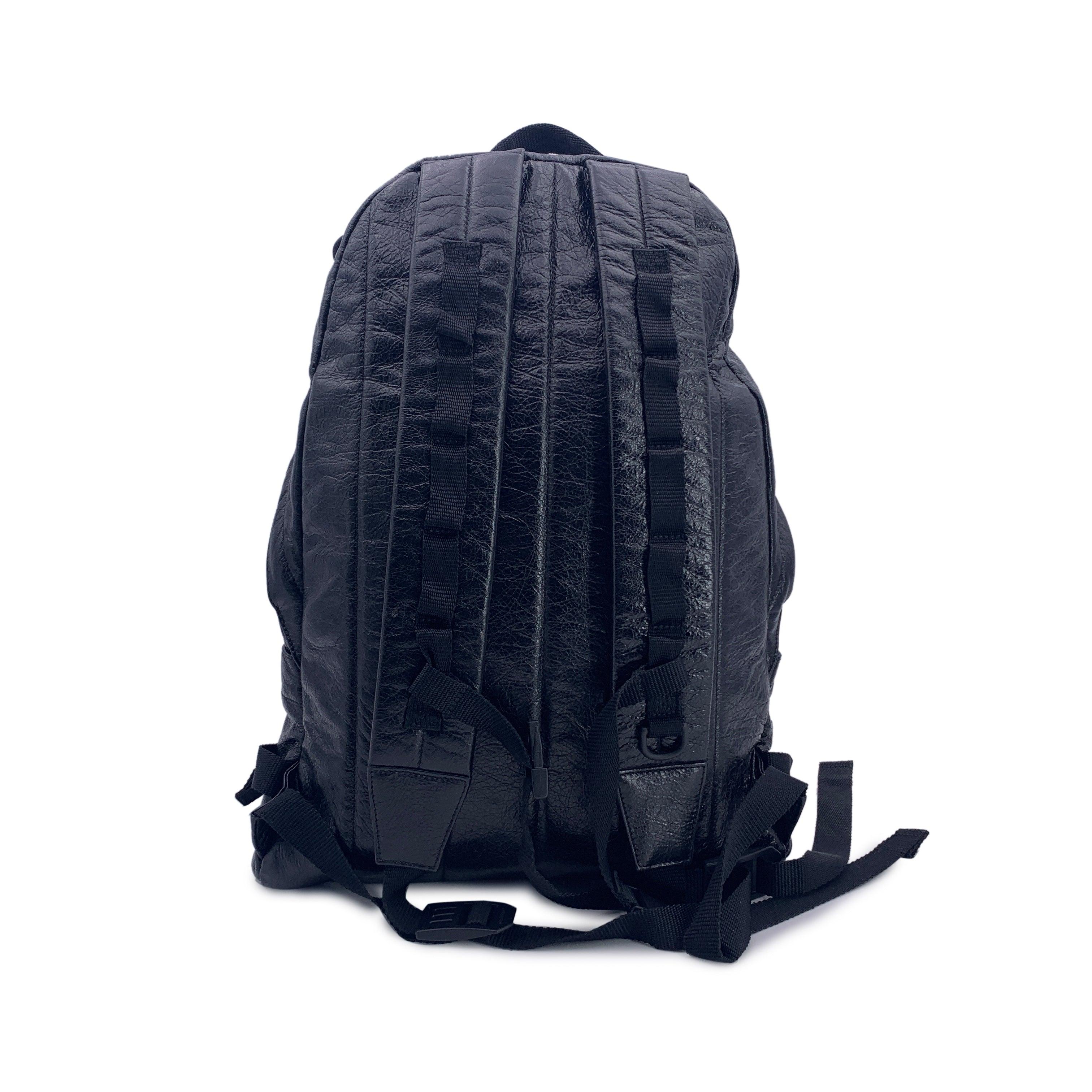 Balenciaga Black Leather Army Military Web Trim Backpack Bag In Good Condition For Sale In Rome, Rome