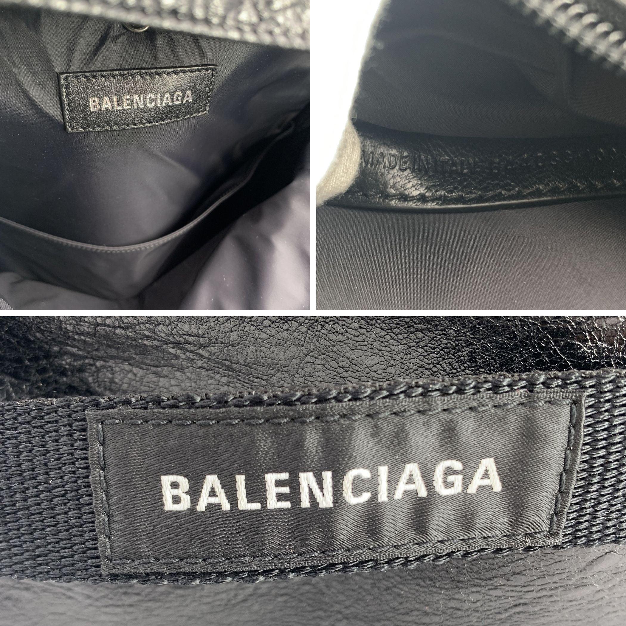 Balenciaga Black Leather Army Military Web Trim Backpack Bag For Sale 2