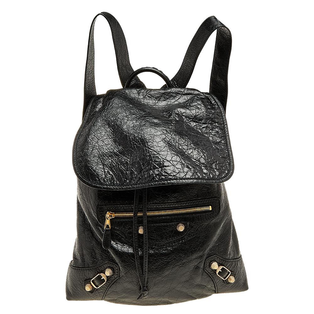 Balenciaga Black Leather Baby Diam Classic Traveller S Backpack at 1stDibs
