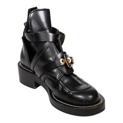 Balenciaga Black Leather Belted Boots Size IT 37