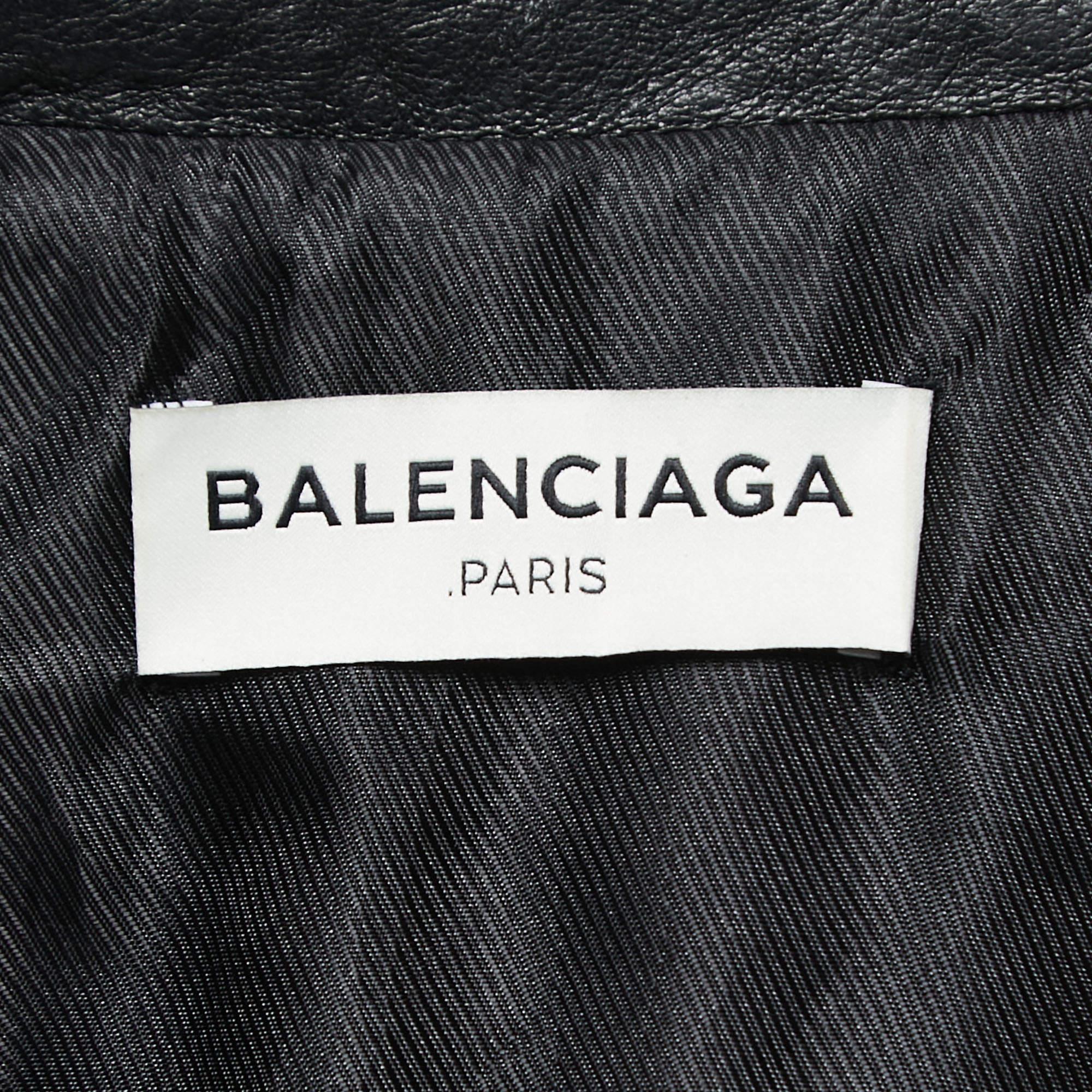 Balenciaga Black Leather Biker Jacket M 1
