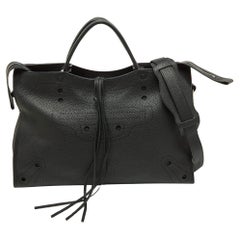 Balenciaga Black Leather Blackout City Tote