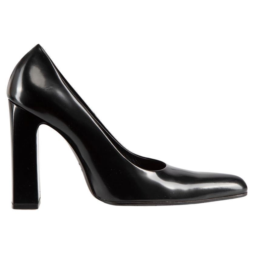 Balenciaga Black Leather Block Heel Pumps Size IT 40 For Sale