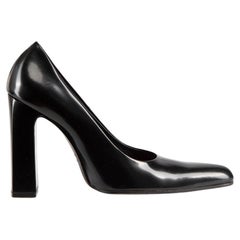 Balenciaga Black Leather Block Heel Pumps Size IT 40