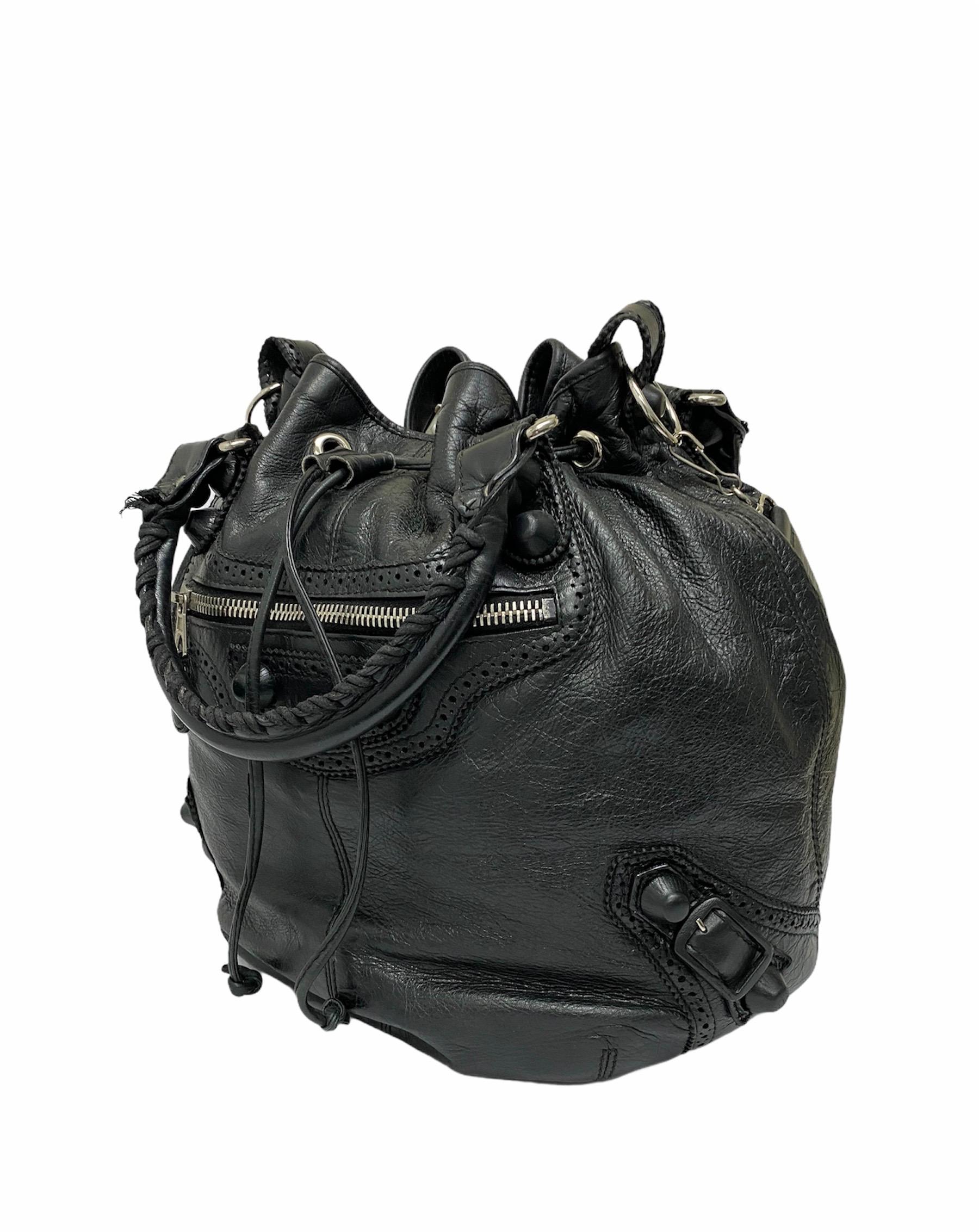 balenciaga leather bucket bag