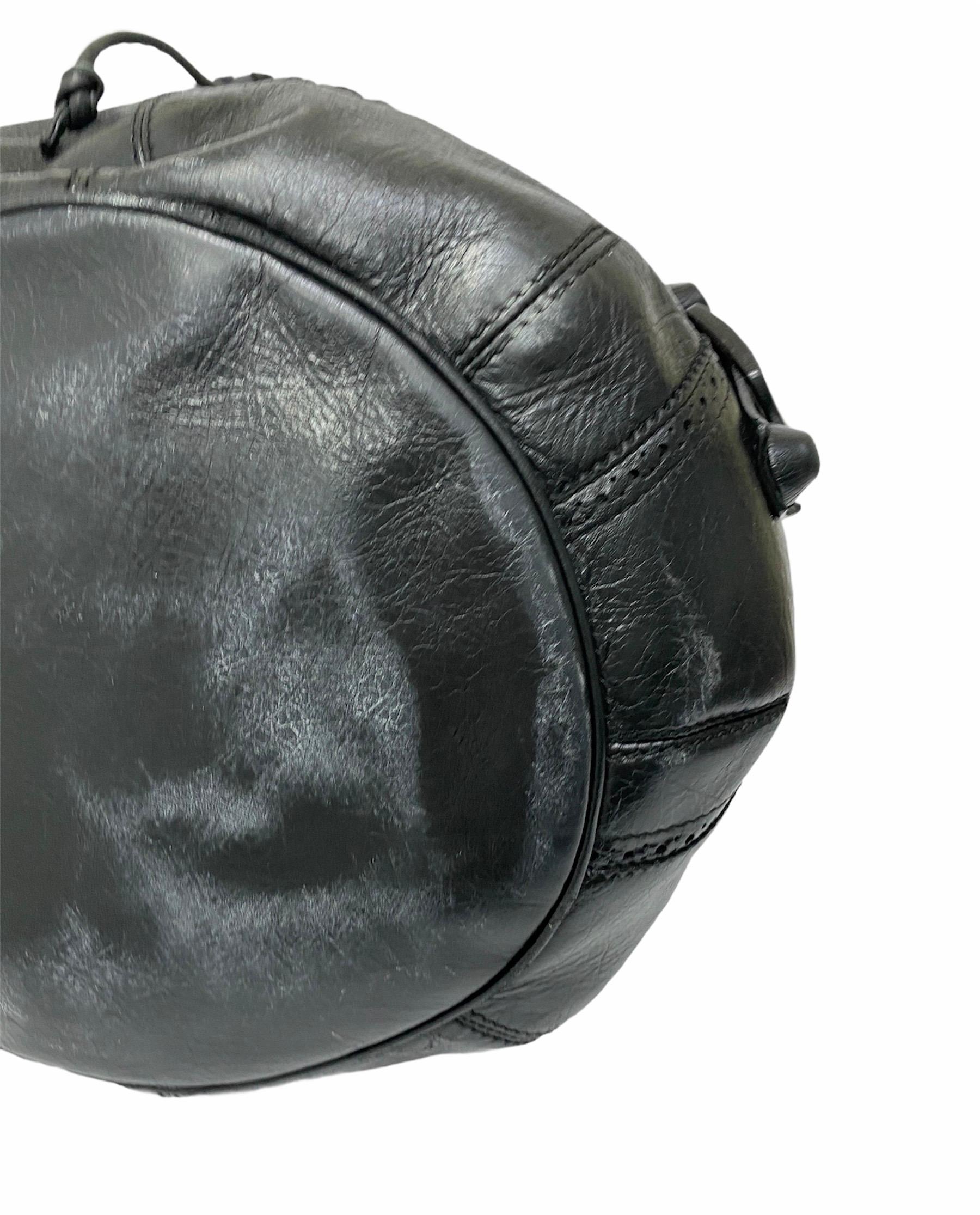 Women's Balenciaga Black Leather Bucket Bag with Silver Hardware