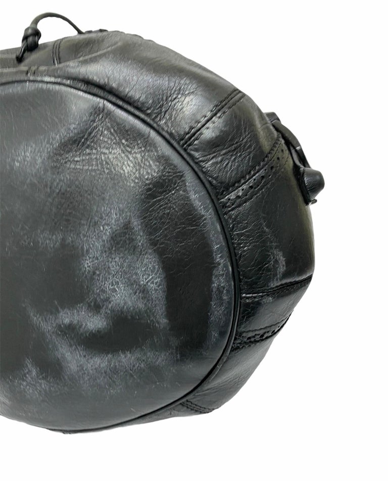 Balenciaga Black Leather Bucket Bag with Silver Hardware For Sale at 1stDibs