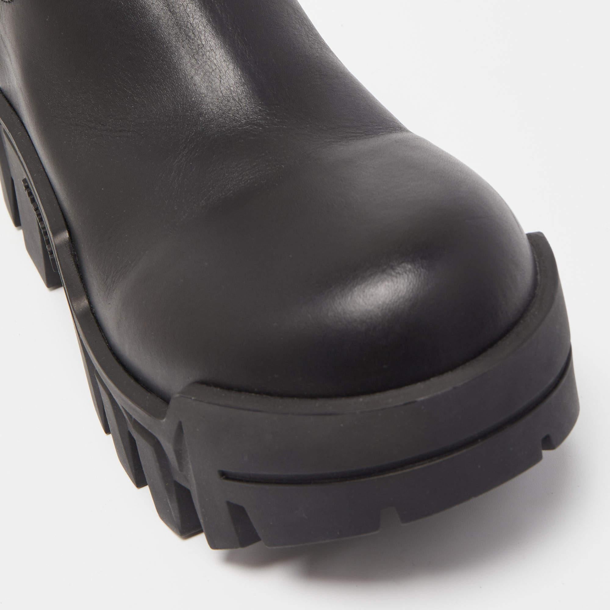 Balenciaga Black Leather Bulldozer Mini Boots  3