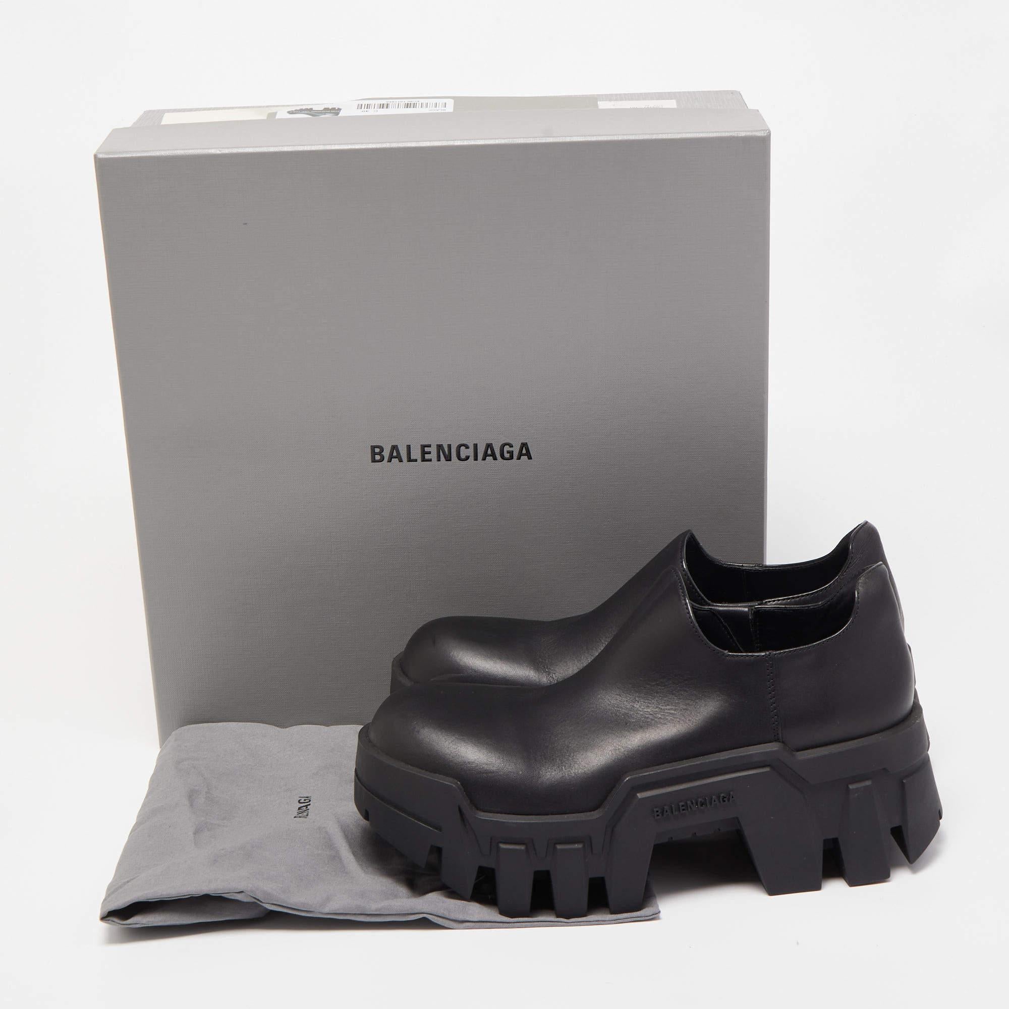 Balenciaga Black Leather Bulldozer Mini Boots  5