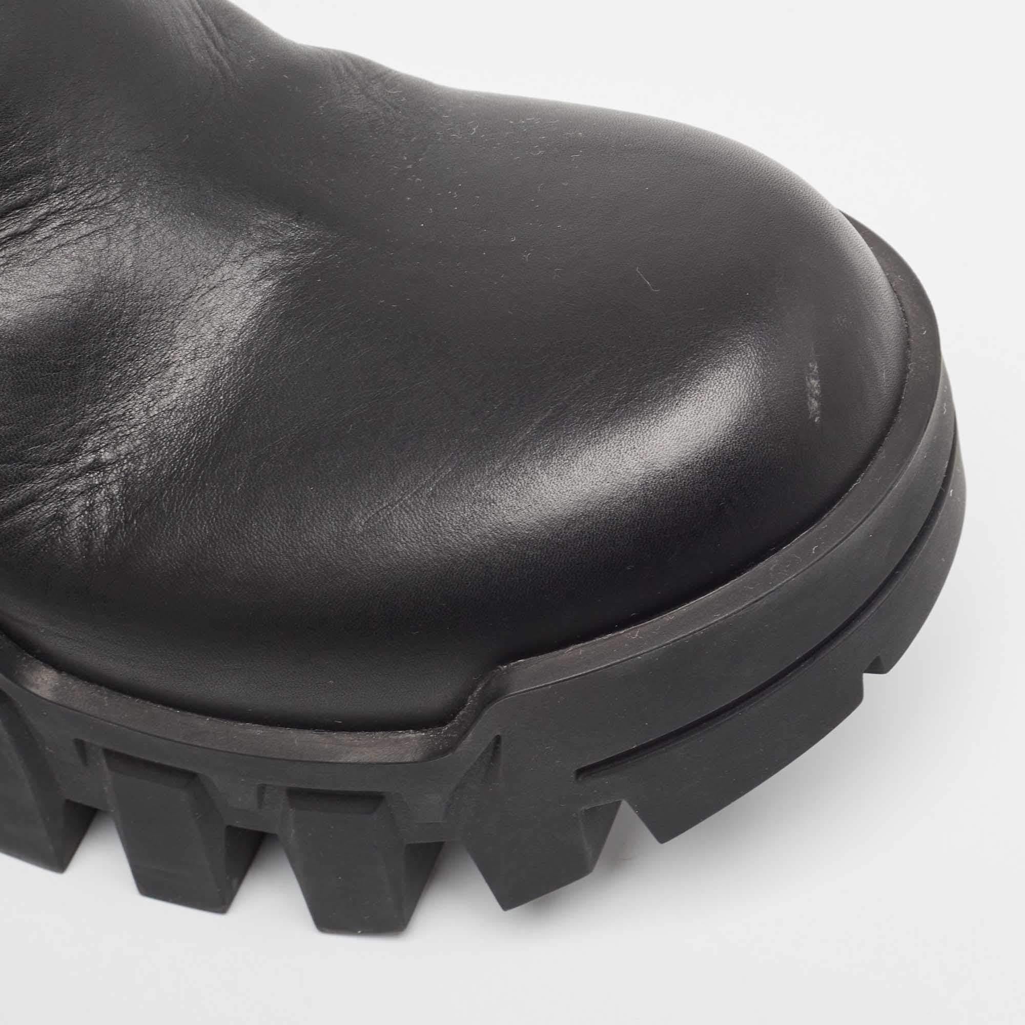 Balenciaga Black Leather Bulldozer Mini Boots Size 43 2