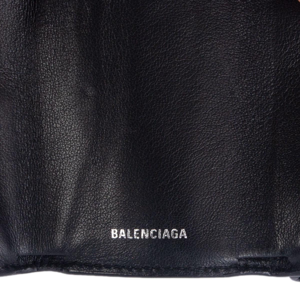 BALENCIAGA black leather CASH MINI Wallet 1