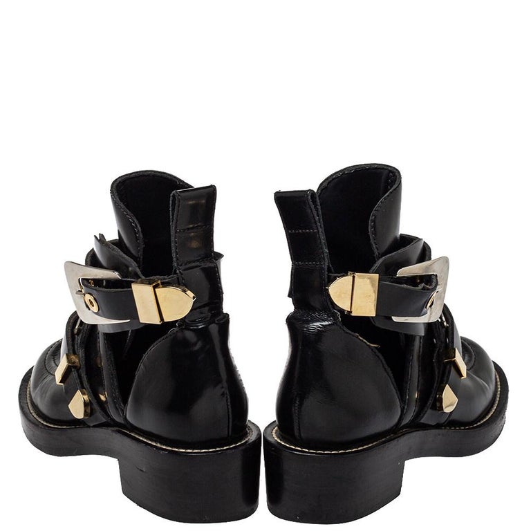 Balenciaga Black Leather Ceinture Ankle Boots Size 36 at 1stDibs