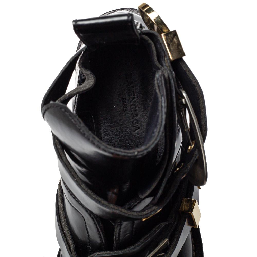 Balenciaga Black Leather Ceinture Ankle Boots Size 36 In Good Condition In Dubai, Al Qouz 2