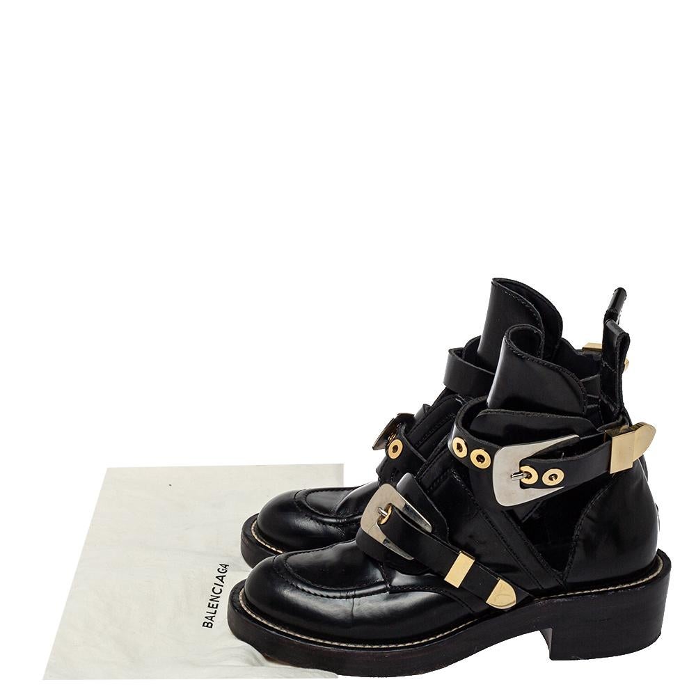 Balenciaga Black Leather Ceinture Ankle Boots Size 36 1