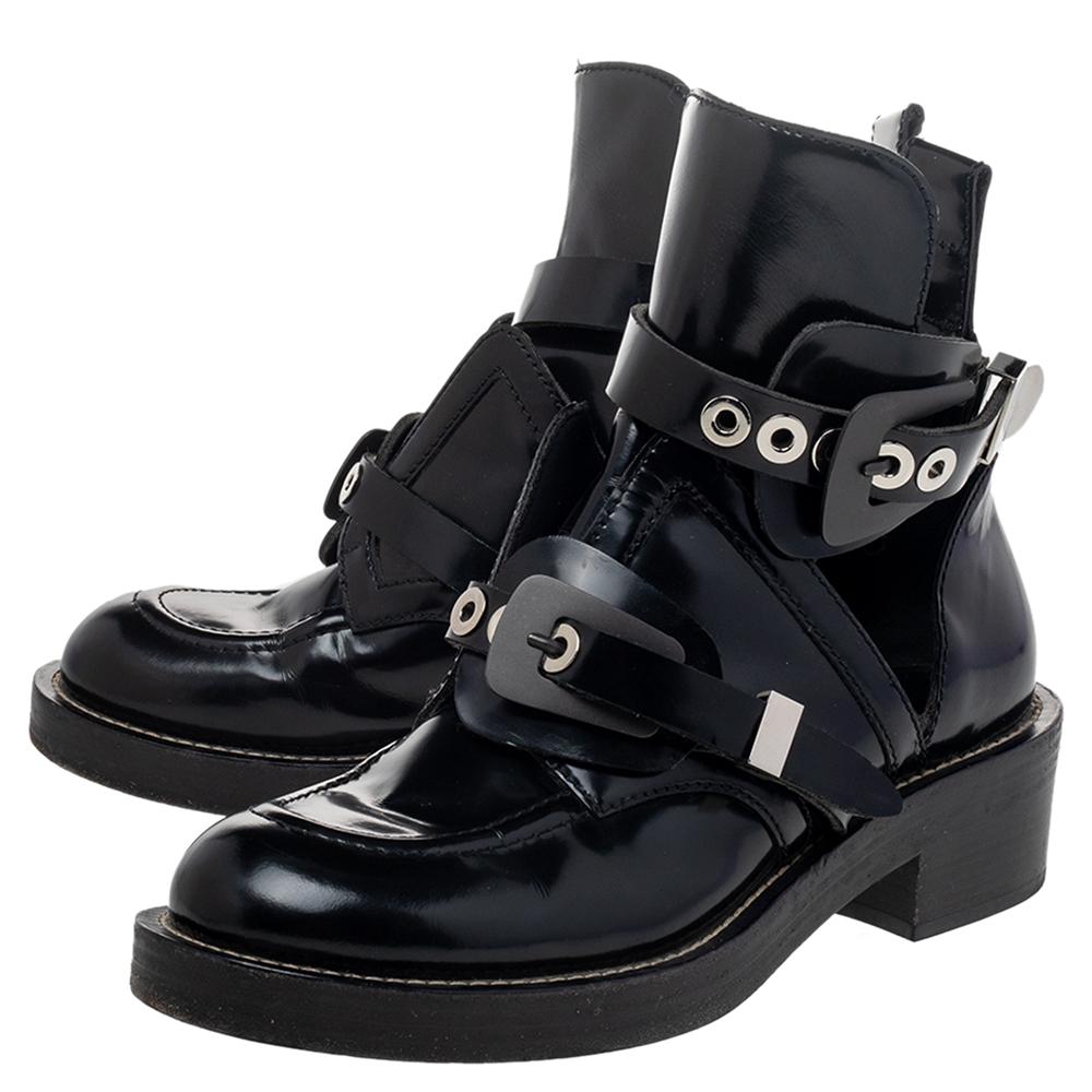 Balenciaga Black Leather Ceinture Ankle Boots Size 39 1