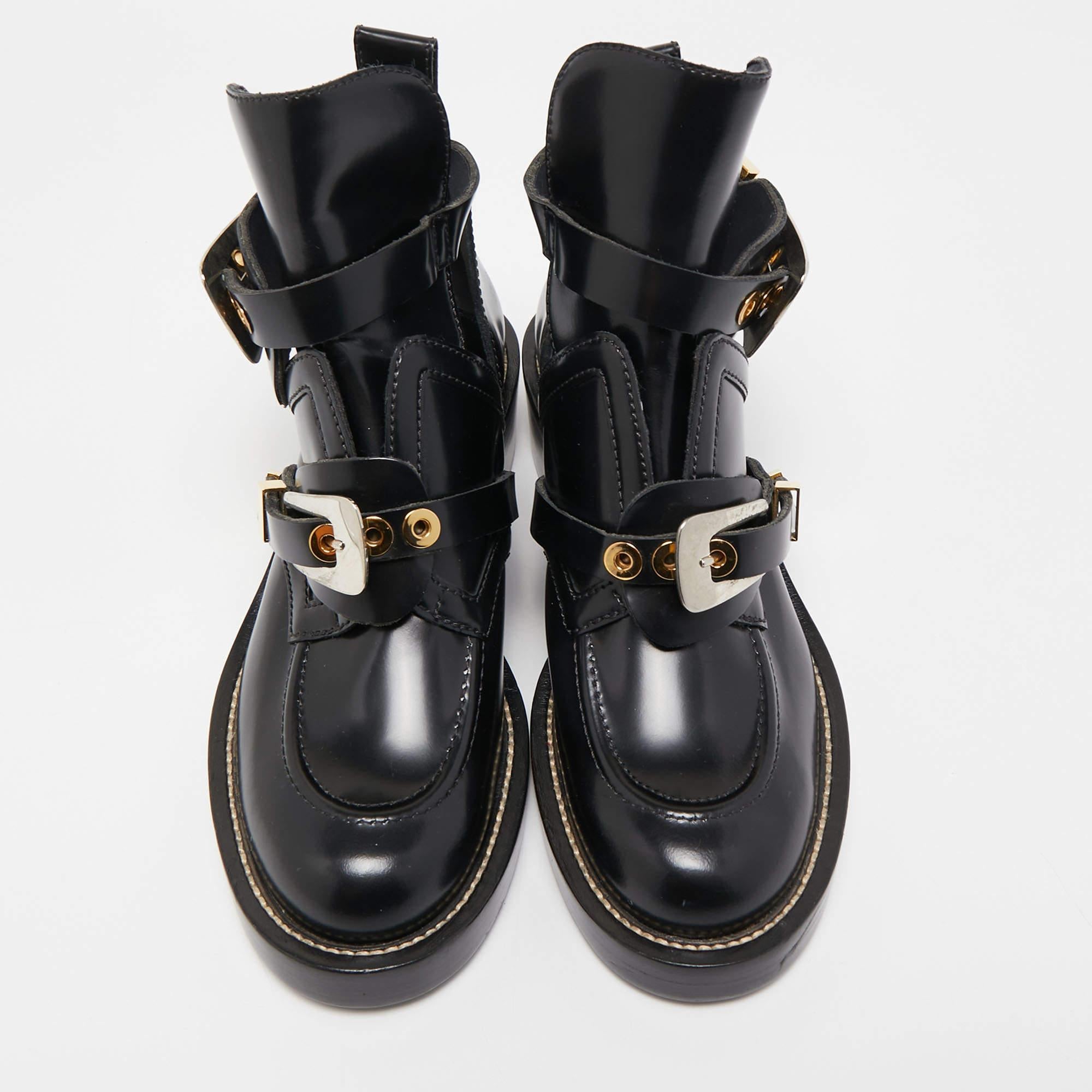 Men's Balenciaga Black Leather Ceinture Buckle Detail Ankle Boots Size 41