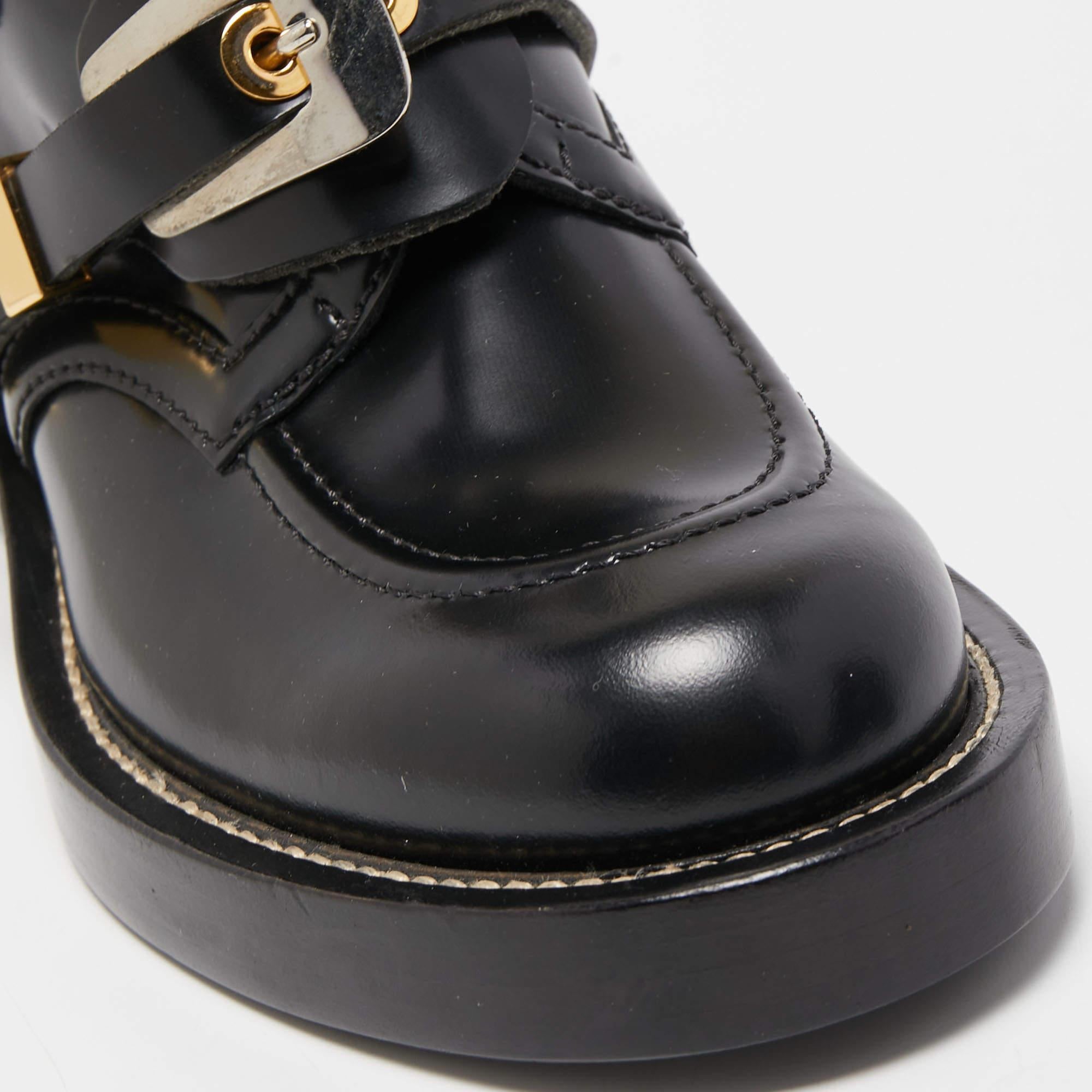 Balenciaga Black Leather Ceinture Buckle Detail Ankle Boots Size 41 3