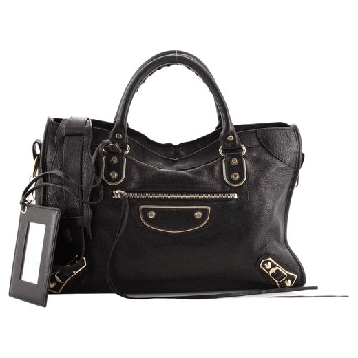 Balenciaga Black Leather City Classic Metallic Edge Medium Handbag For Sale  at 1stDibs
