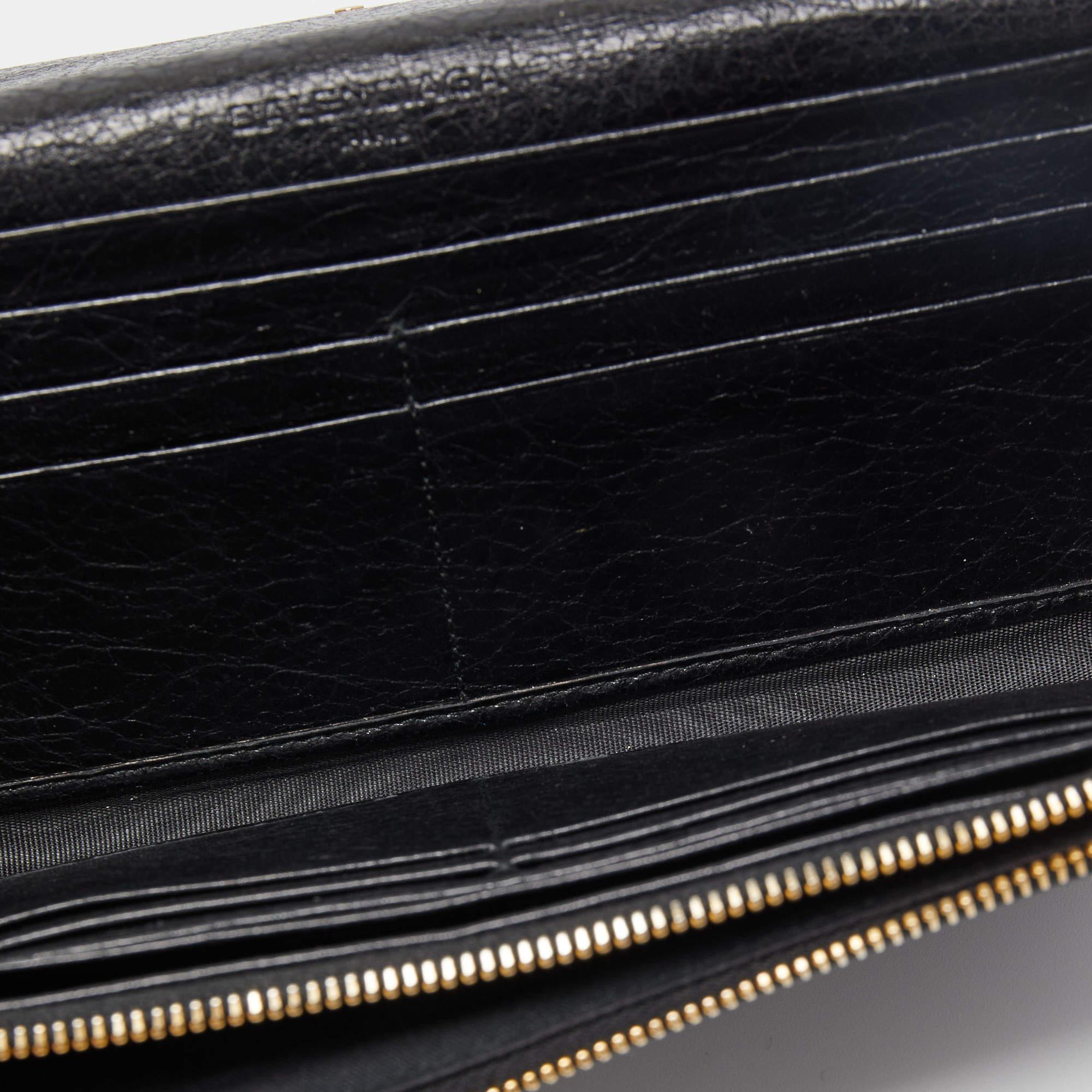Balenciaga Black Leather City Flap Continental Wallet 3
