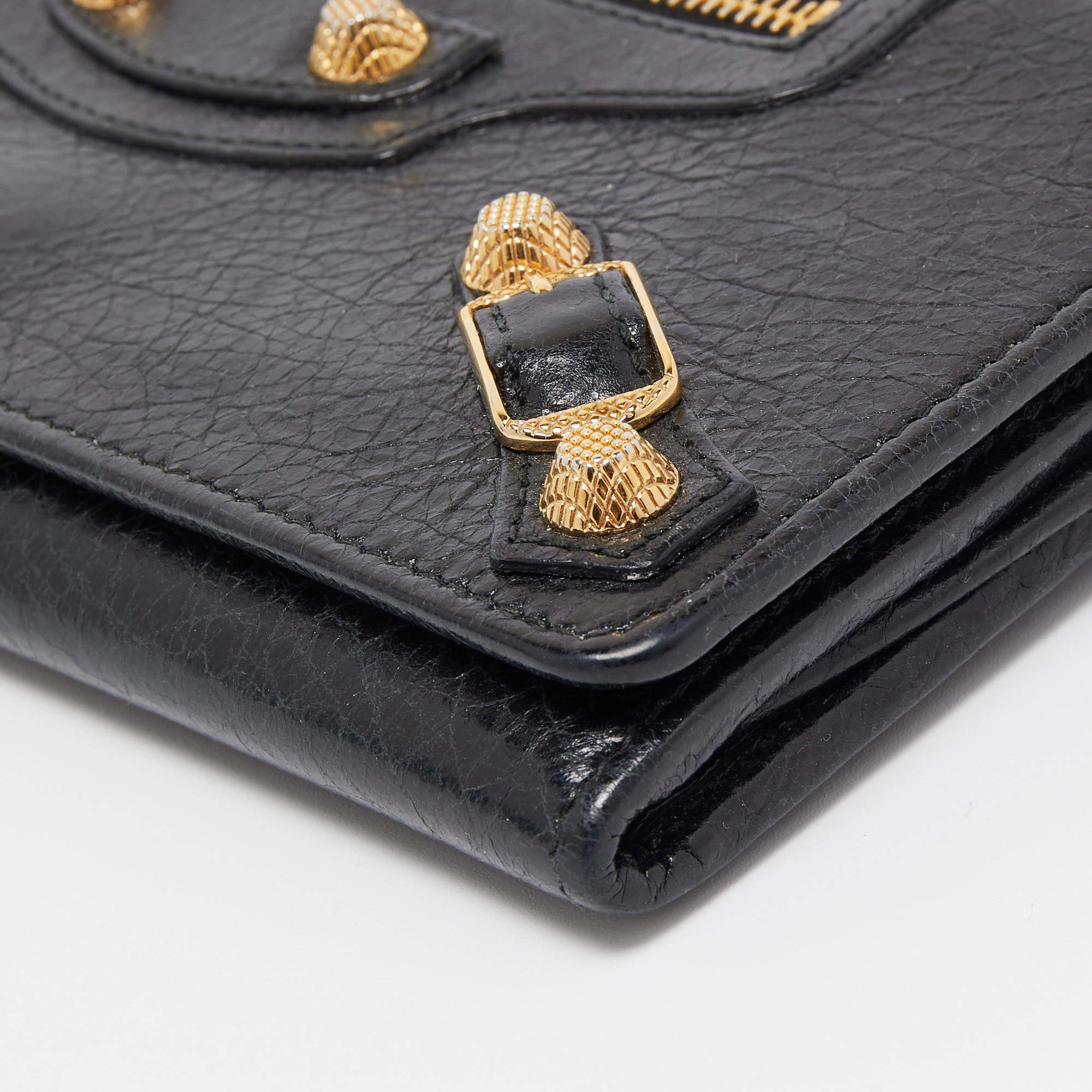 Balenciaga Black Leather City Flap Continental Wallet 5