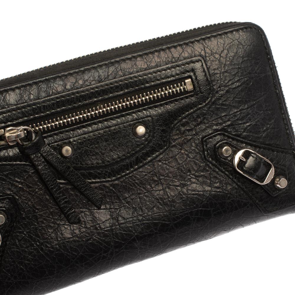 Women's Balenciaga Black Leather City Zip Around Wallet