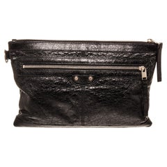 Balenciaga Black Leather Classic City Wallet with leather, gold-tone hardware