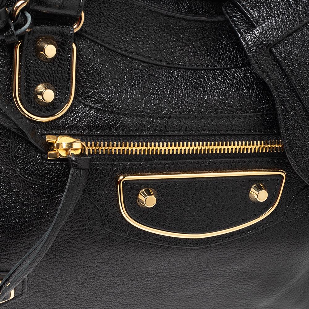 Balenciaga Black Leather Classic Metallic Edge City Bag In Good Condition In Dubai, Al Qouz 2