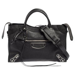 Used Balenciaga Black Leather Classic Metallic Edge City Bag