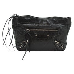 Balenciaga Black Leather Cosmetic Pouch