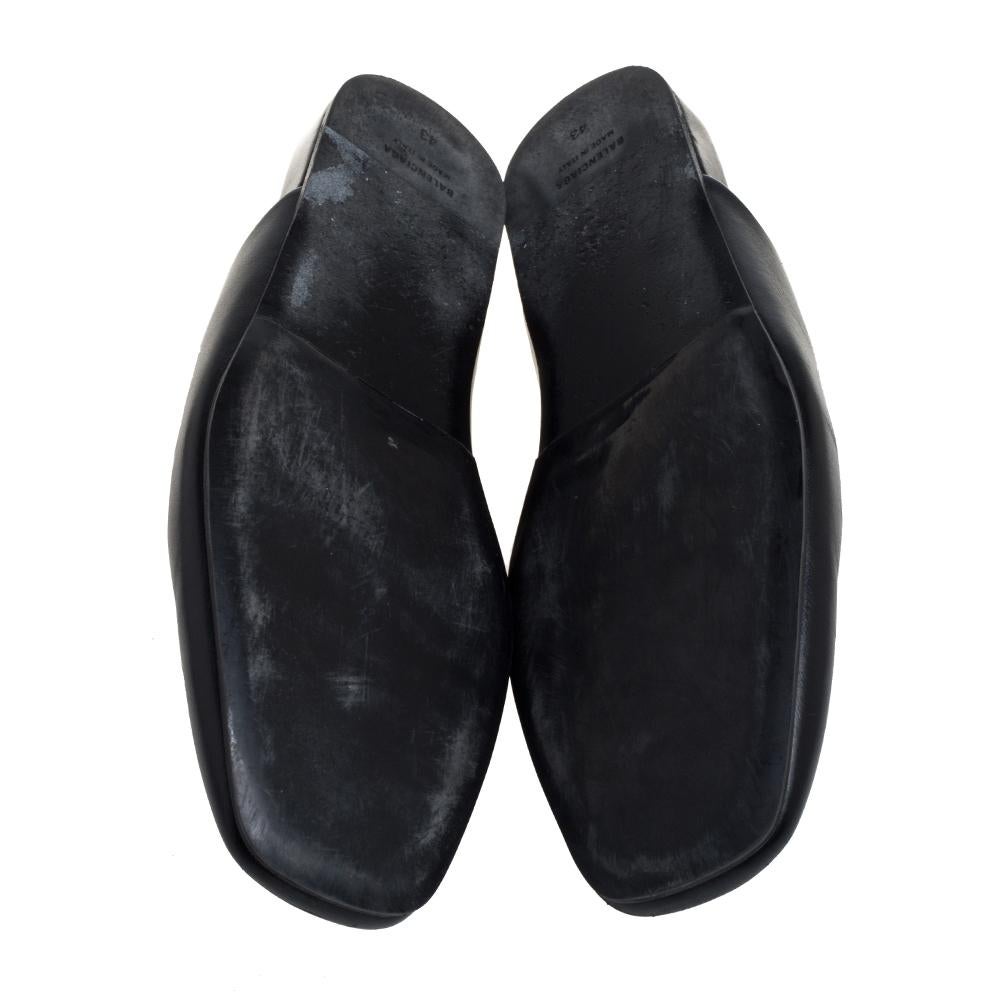 Men's Balenciaga Black Leather Cosy BB Logo Embellished Mule Sandals Size 43