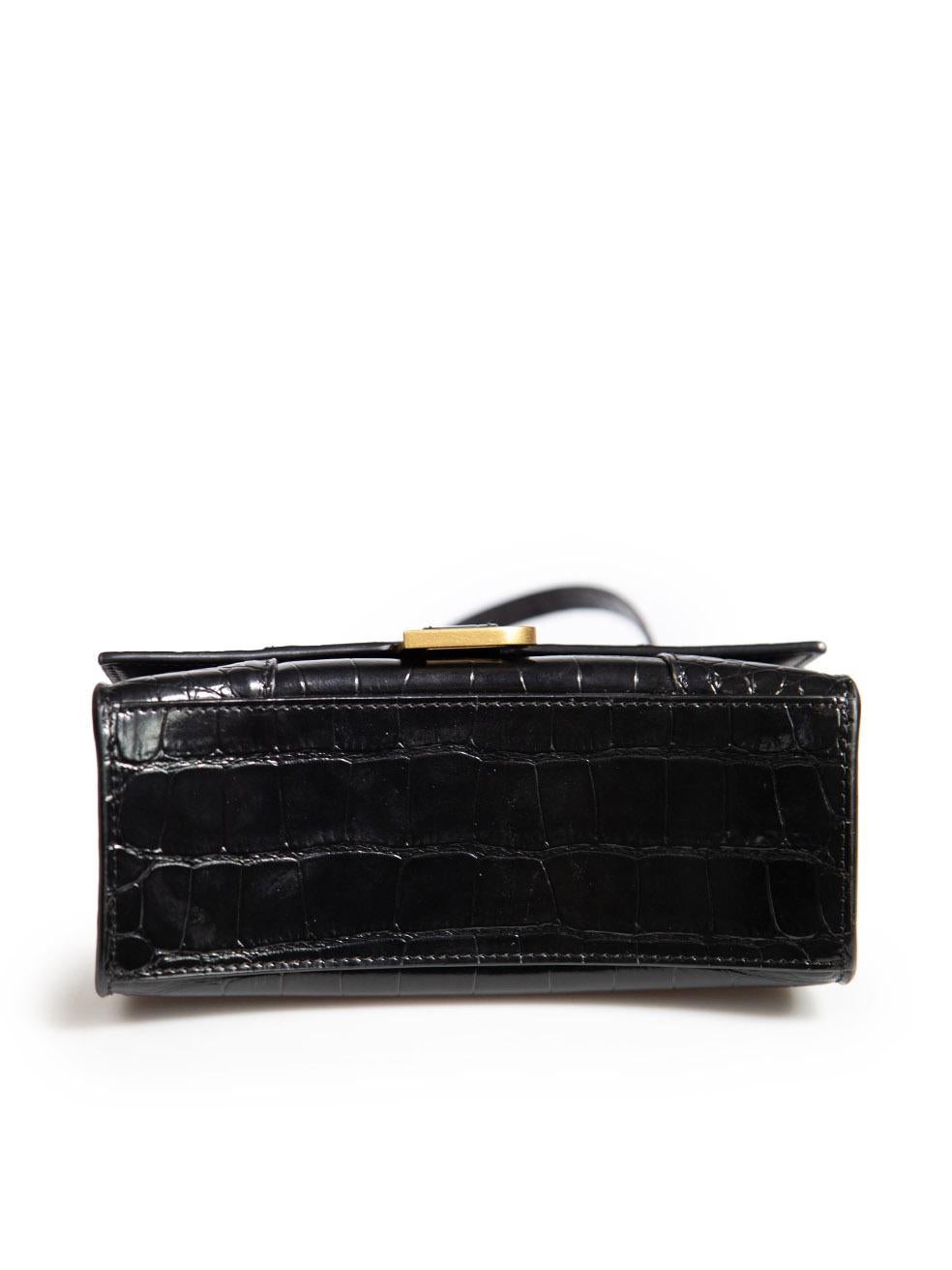 Women's Balenciaga Black Leather Croc Hourglass XS Bag