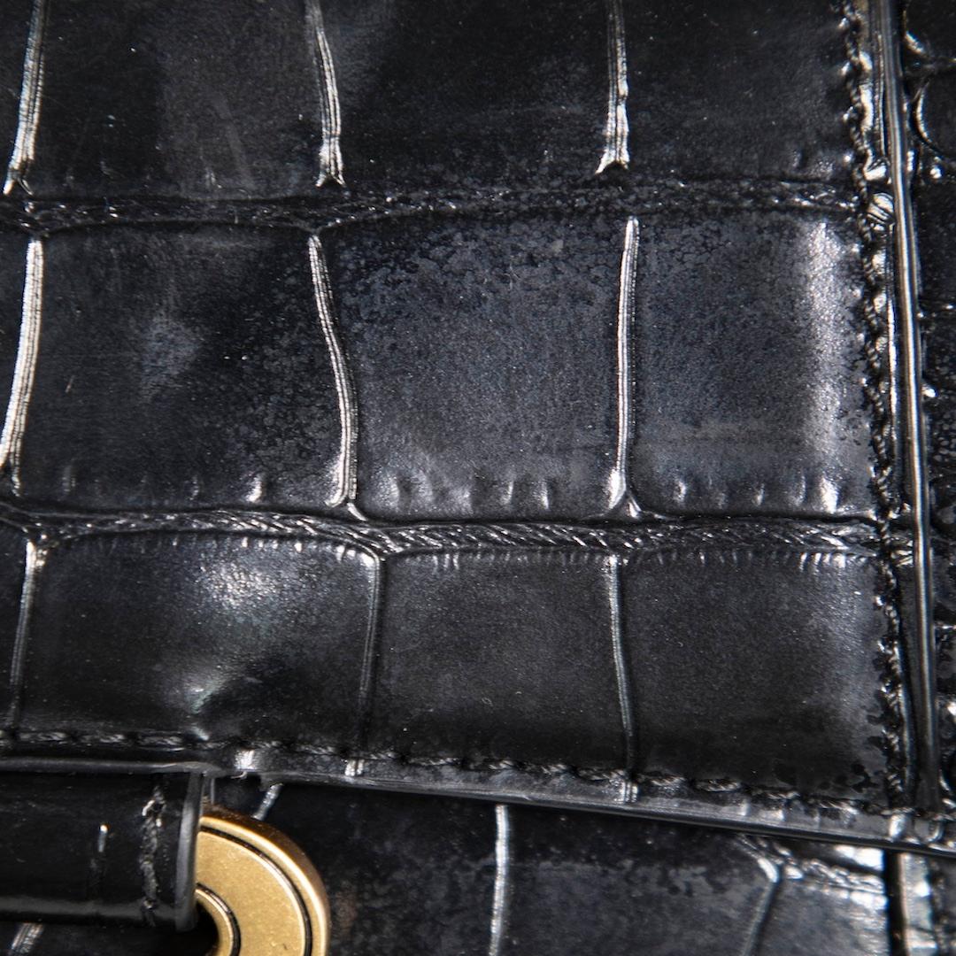 Balenciaga Black Leather Croc Hourglass XS Bag 1