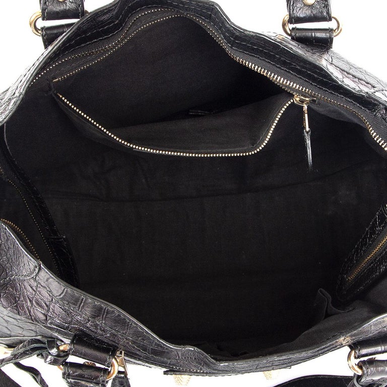 BALENCIAGA black leather CROCO GIANT 12 CITY MEDIUM Shoulder Bag at 1stDibs