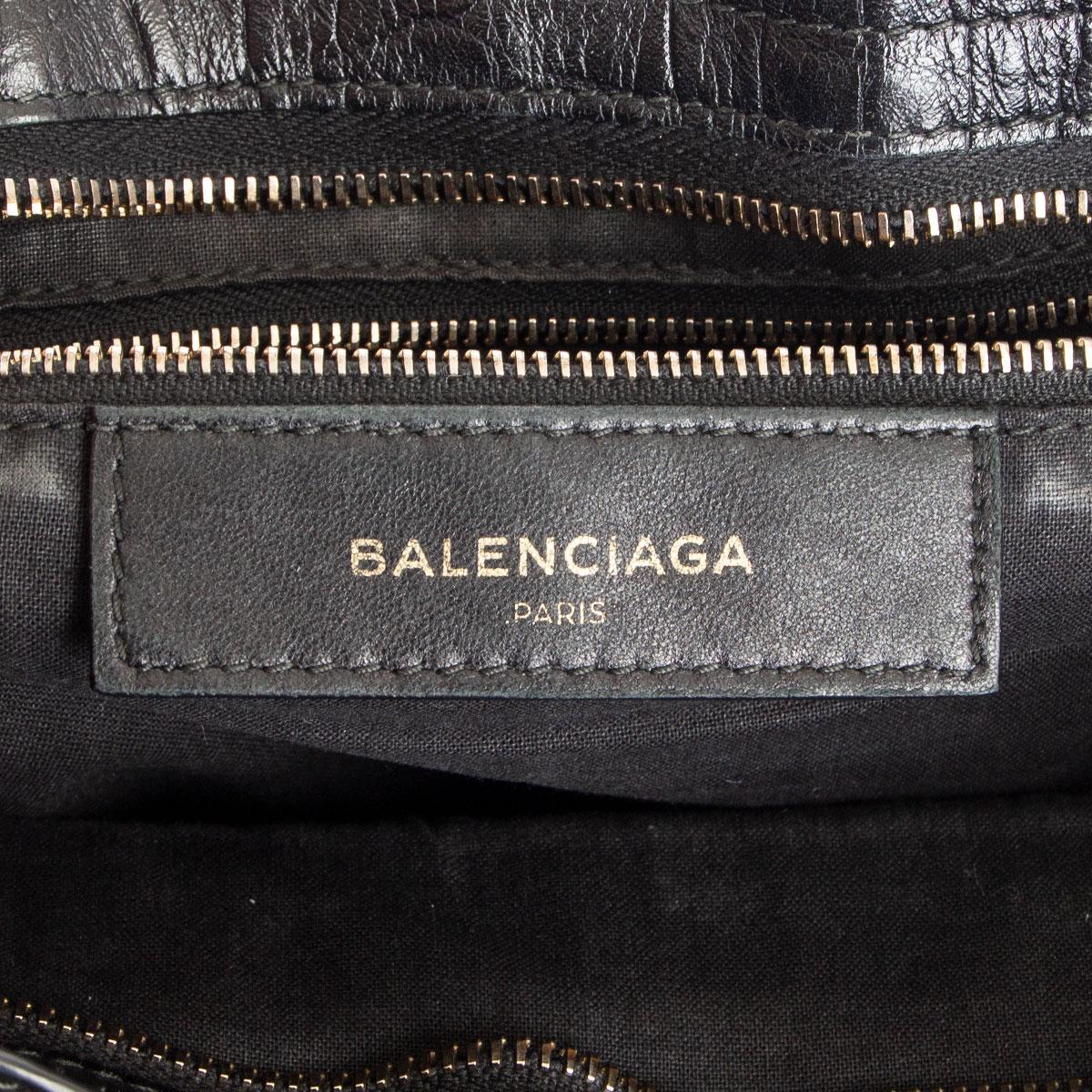 BALENCIAGA black leather CROCO GIANT 12 CITY MEDIUM Shoulder Bag at 1stDibs
