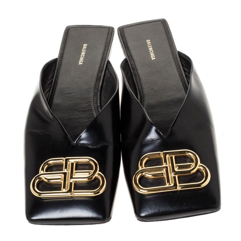 square toe leather mules balenciaga