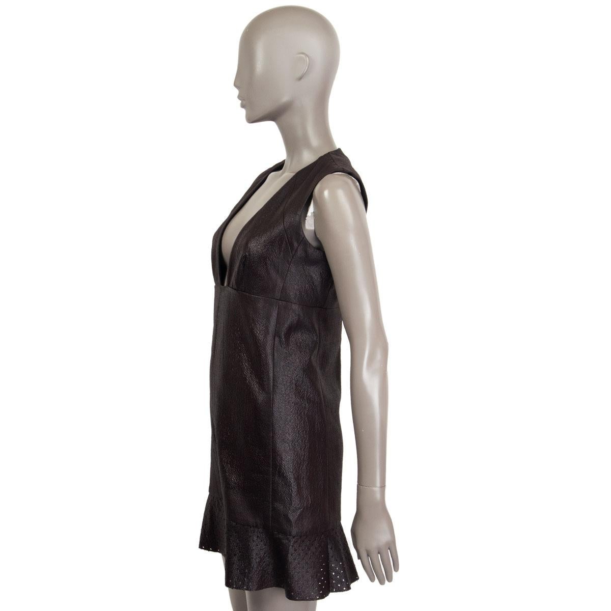 Noir BALENCIAGA - Robe sans manches en cuir noir éFFECT 36 XS en vente